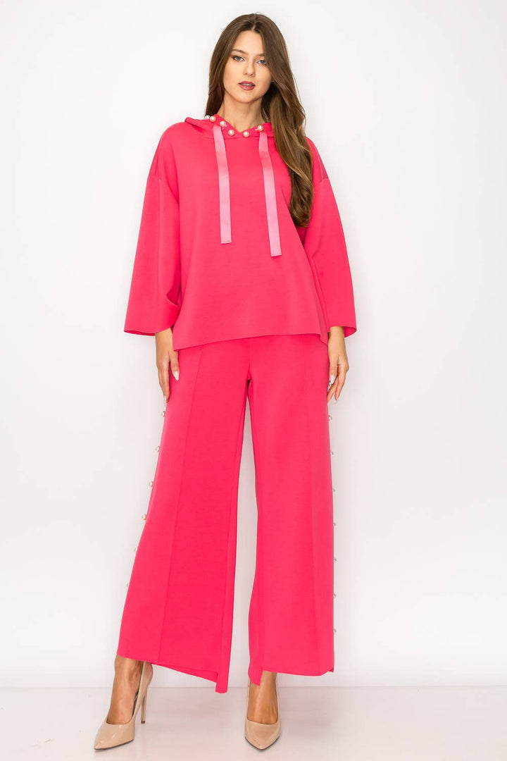 Farrah Scuba Pearl Pant: White / L