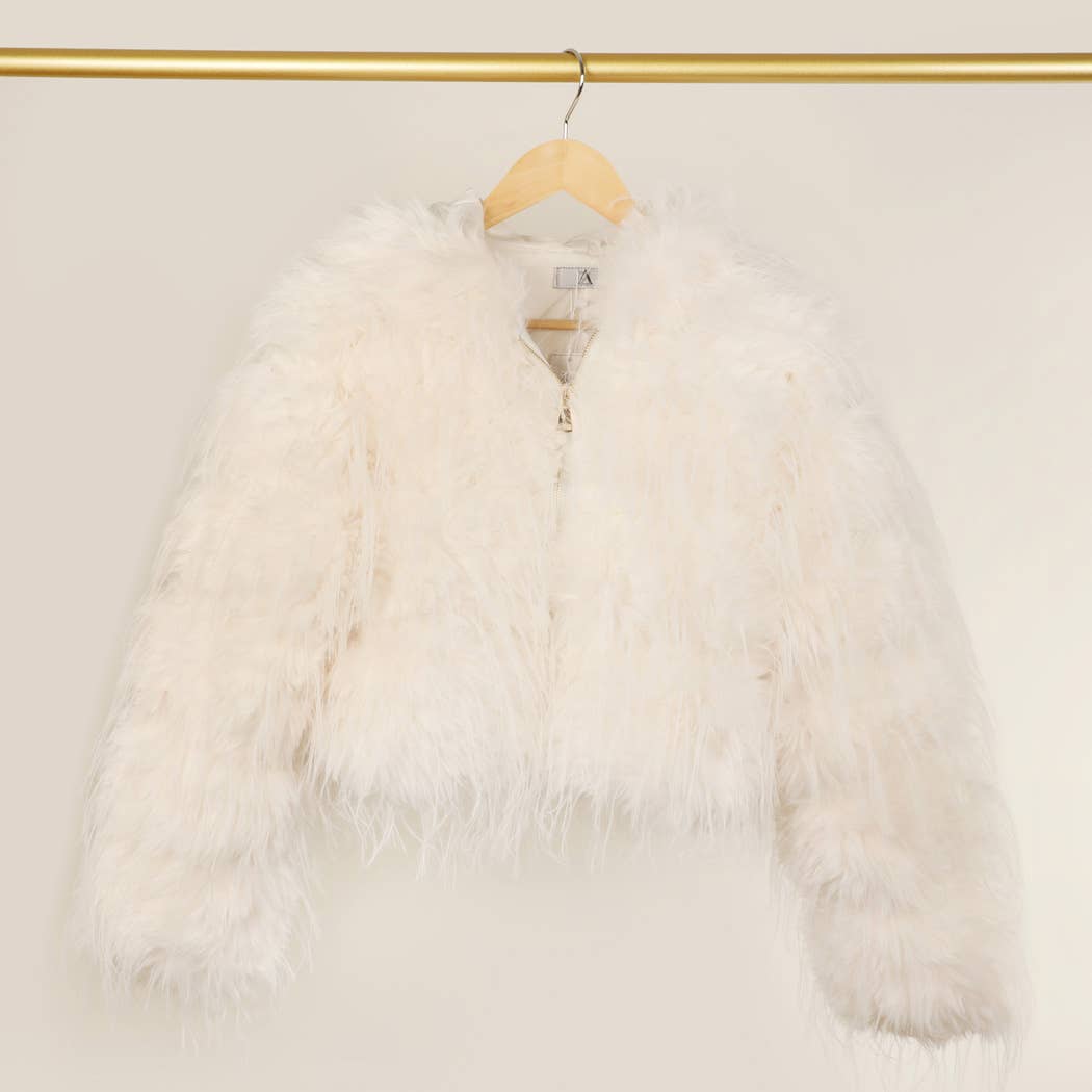 Faux Fur  ZIP JKT: Taupe / S/M