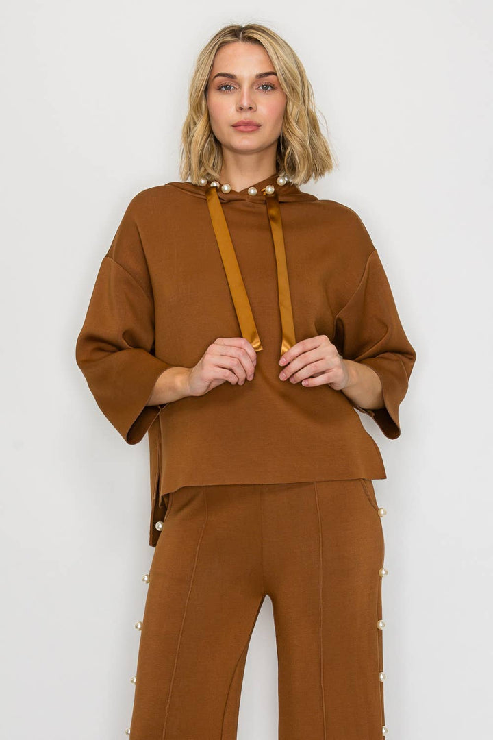 Francine Scuba Pearl Hoodie: Black/ S