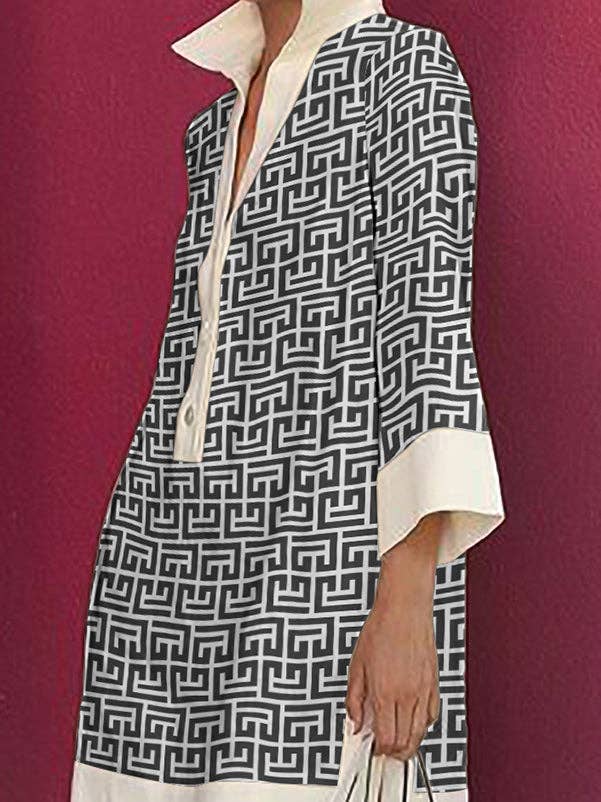 Print Dress: GREEN / M