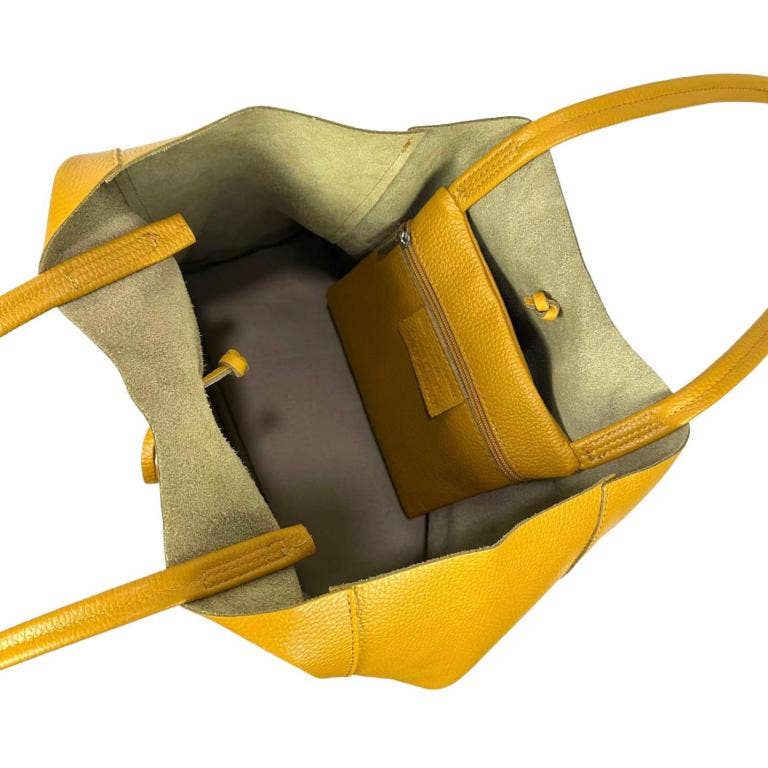 Leather Shopper: Yellow