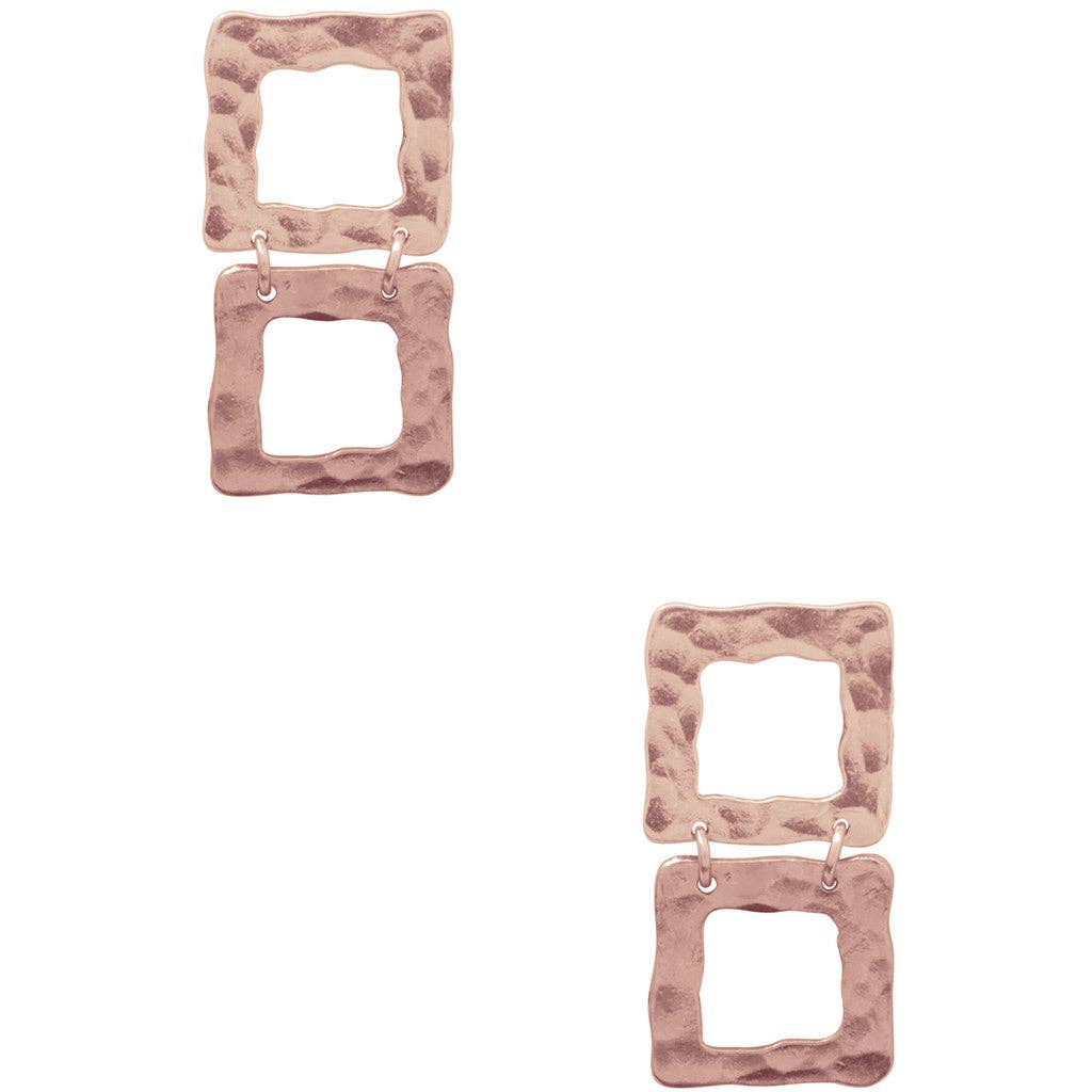 Double square statement earrings: GOLD