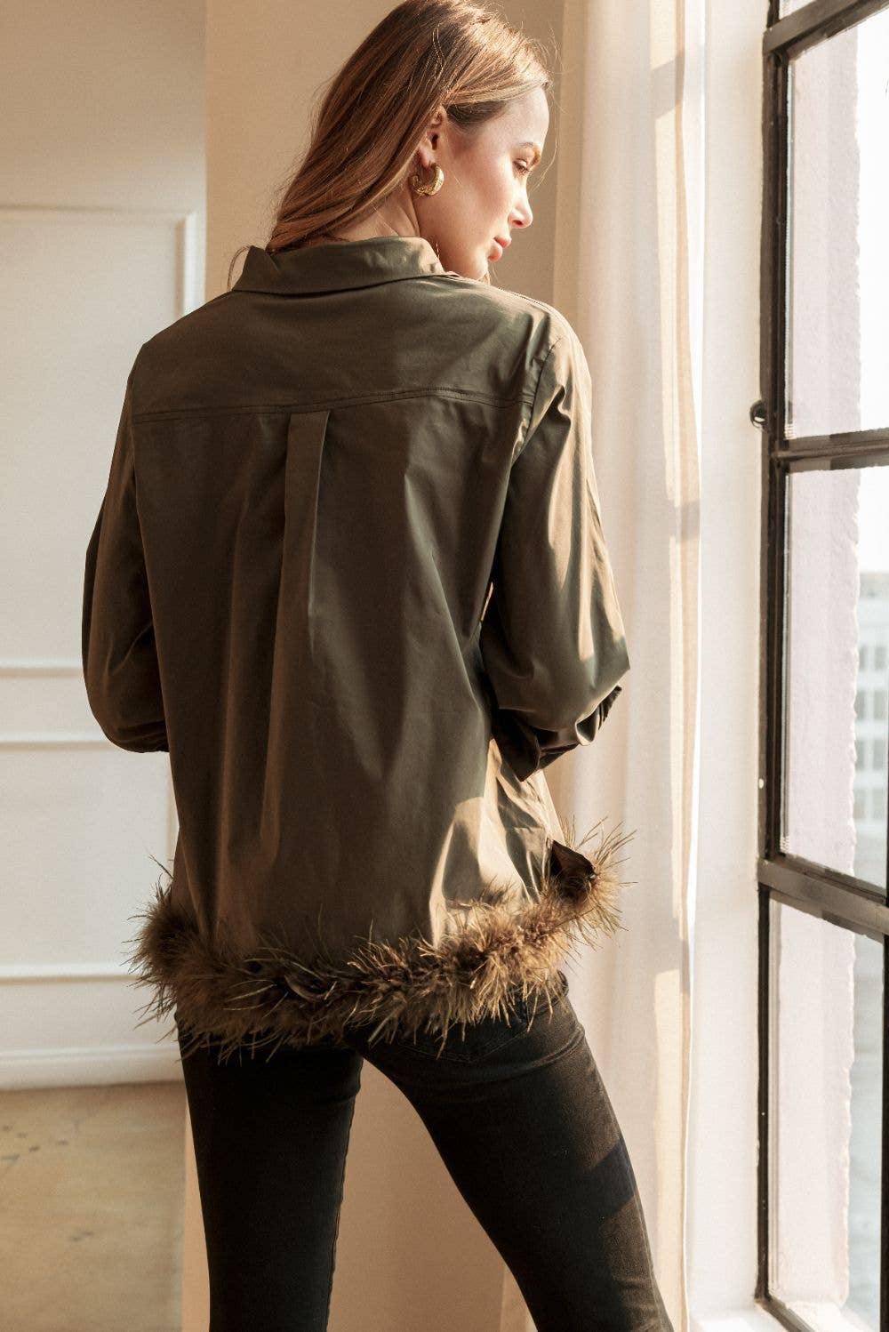 Feathered Top: Navy / M