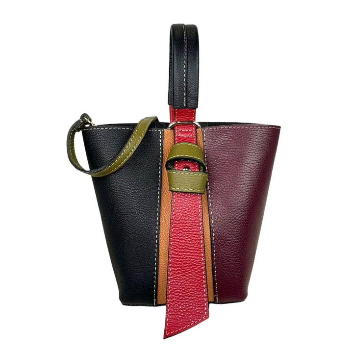 Multicolor Leather Bag: Olive Green