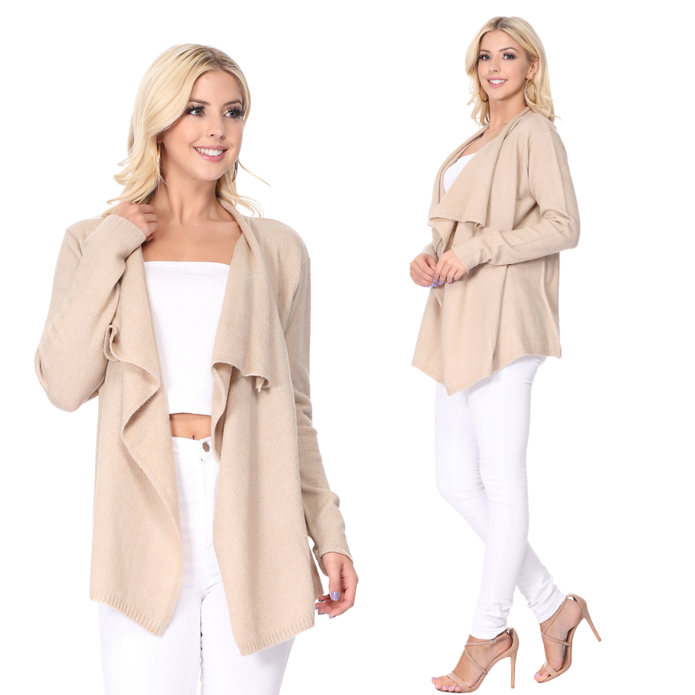 Draped Sweater Cardigan MK8218: MAUVE / S