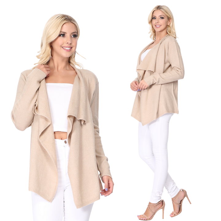 Draped Sweater Cardigan MK8218: MAUVE / L