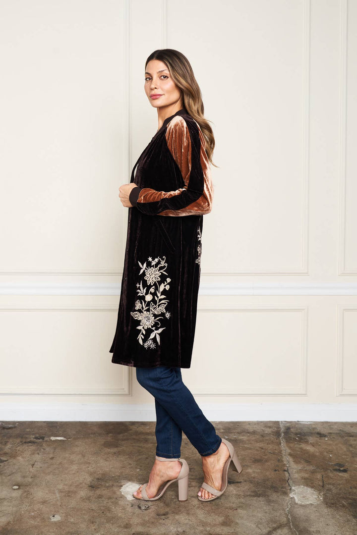 5677 Long Velvet Duster Coffee/ XL