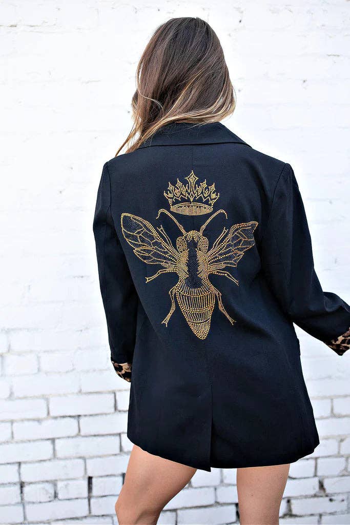 Blazer, Black Leopard Gold Queen Bee: Large
