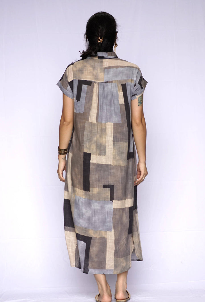 Aya Geo Dress: Periwinkle / S