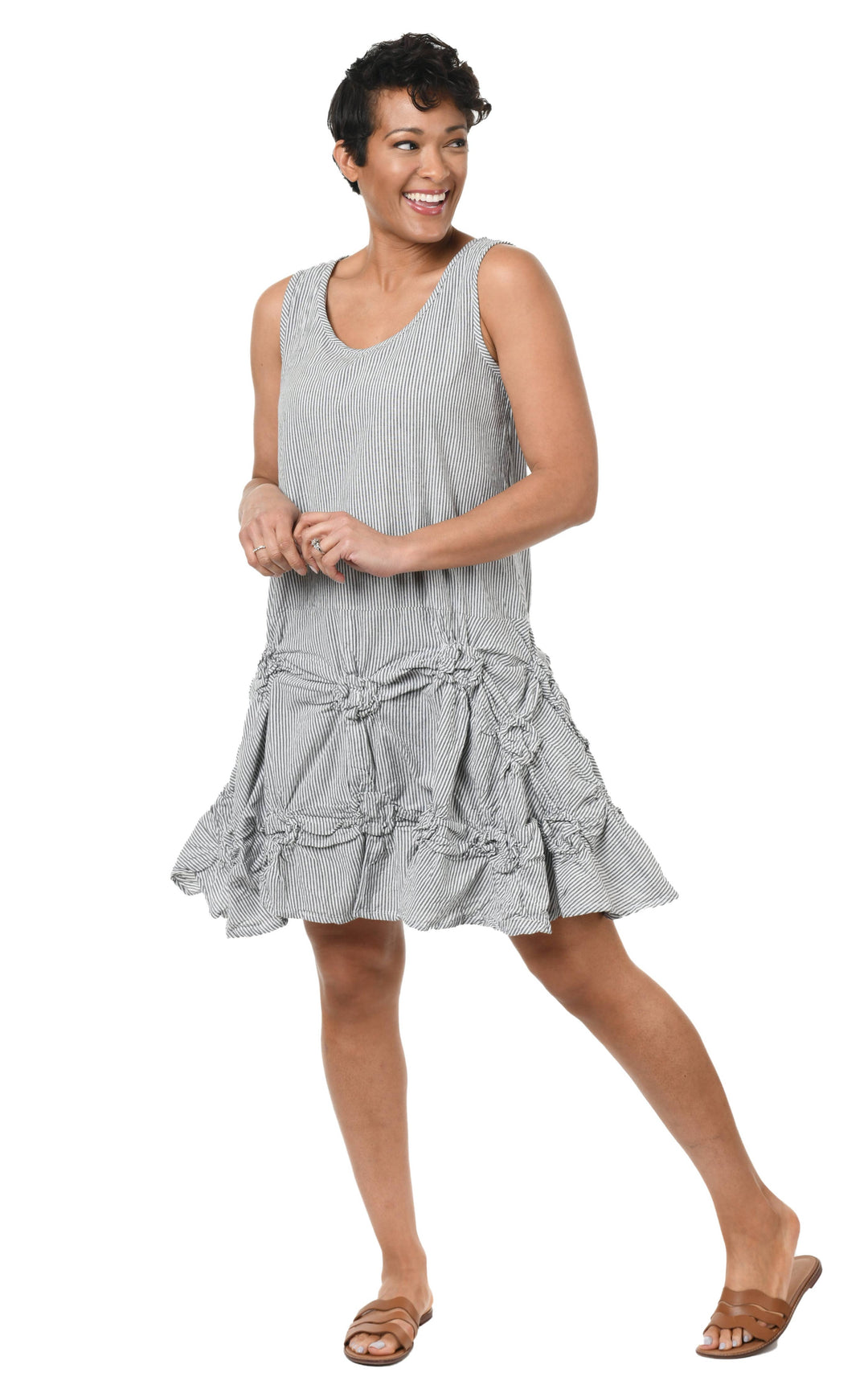 Tulip Clothing - CV379 Matilda Tunic in Ticking Stripe*: M
