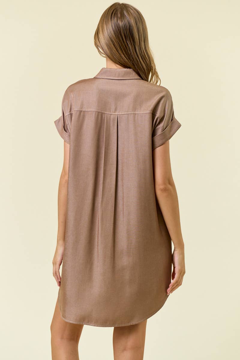Doe and Rae - STAR STUDDED TENCEL SHIRT DRESS - 28102D: INDIGO / L