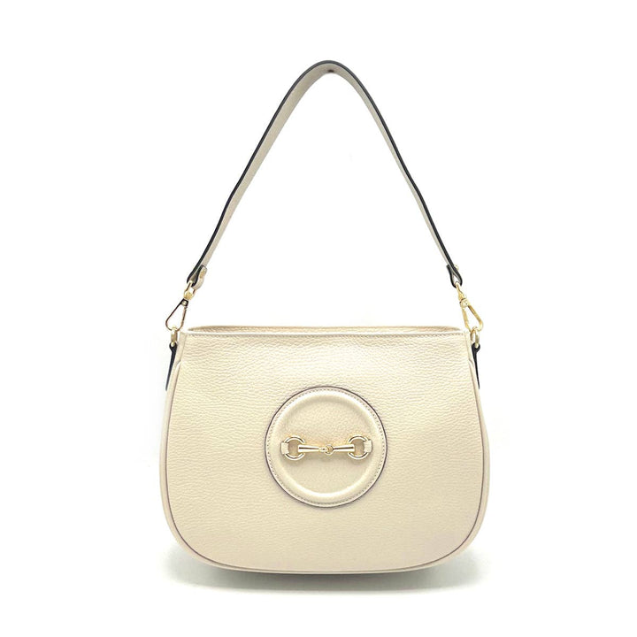 Horse bit Blk Leather Bag Made in Italy