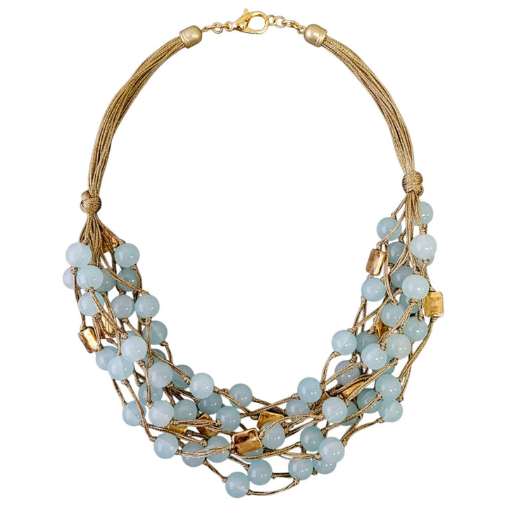 Bijoux Envie Statement Jewelry - Chunky Blue Beaded Necklace | Handmade Statement Jewelry