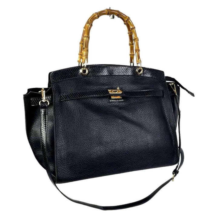 Bag w/ Bamboo Handles: Dark grey