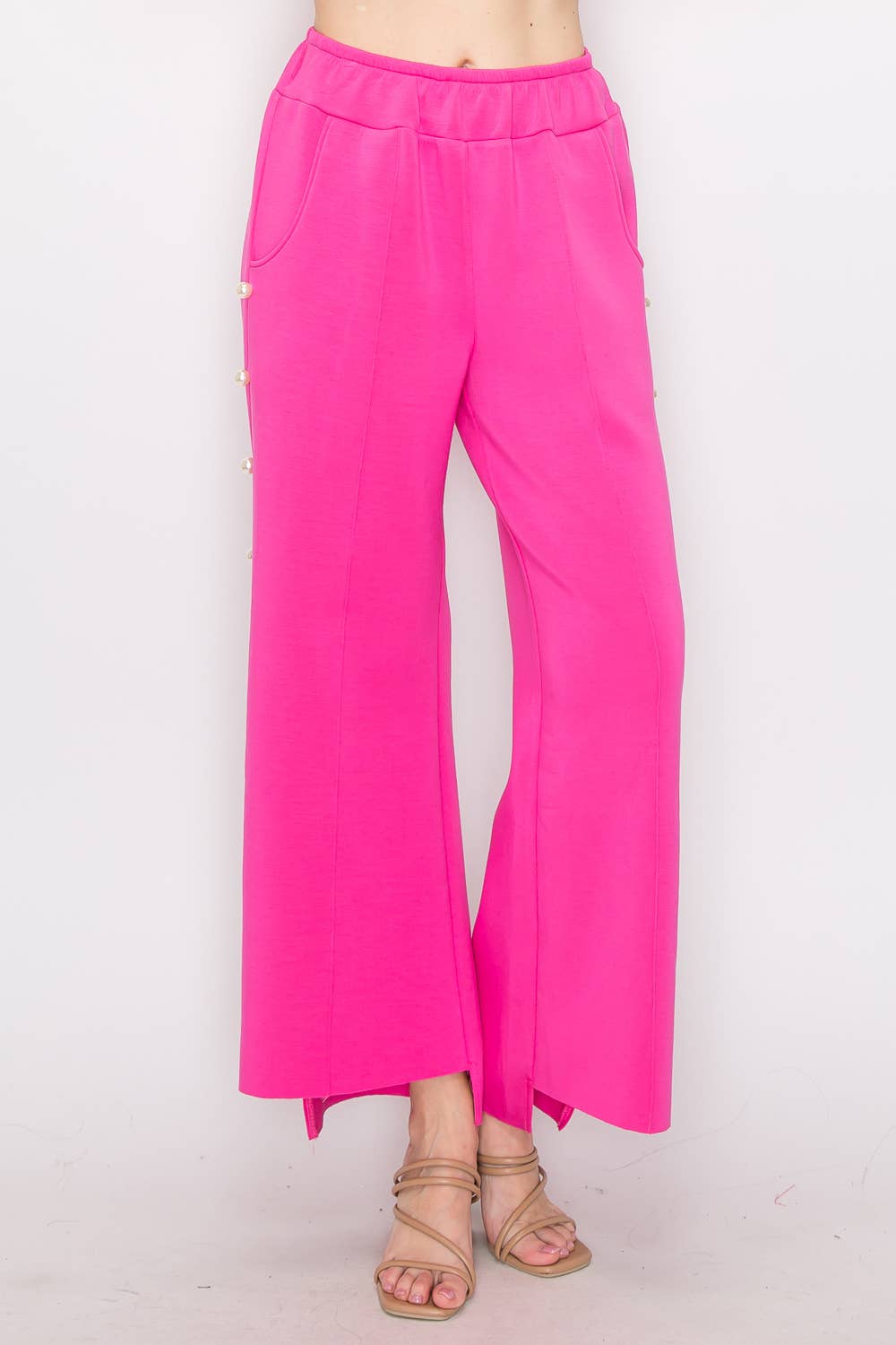 Farrah Scuba Pearl Long Pant: Black/ S