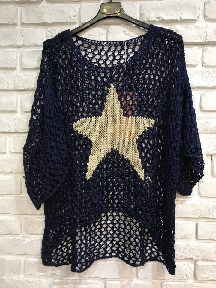 Cotton knit sweater star 100% cotton: Jeans
