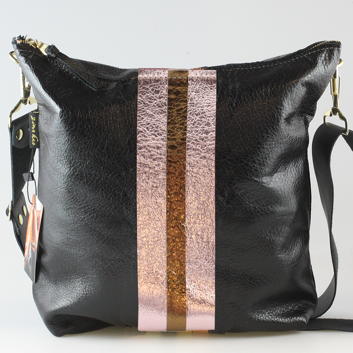 Graham Crossbody: METALLICS!: Gunmetal : Silver/IceBlue