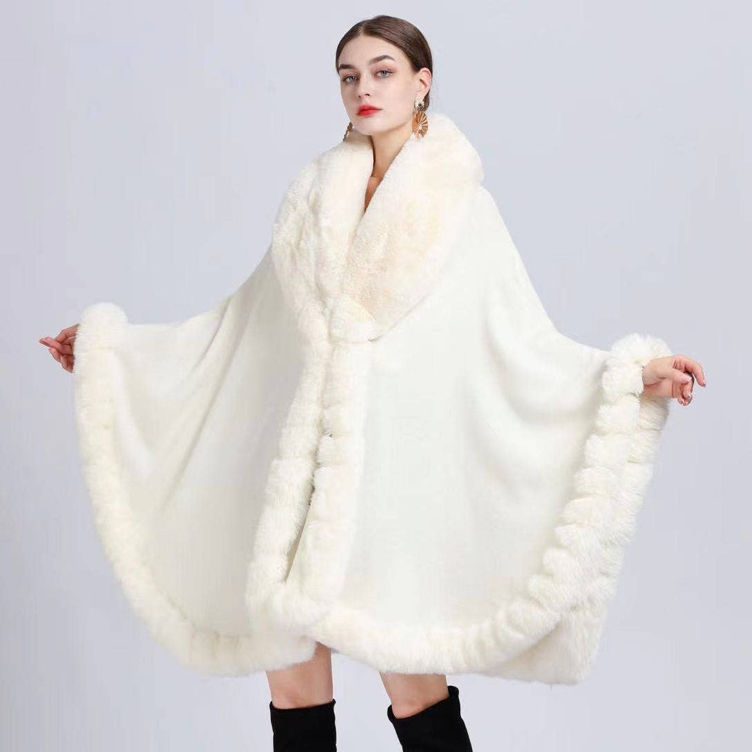 628 Soft super snuggling poncho with faux fur trim details: Pink