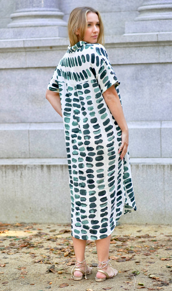 Zoey Geo Dress White Green:/ XL