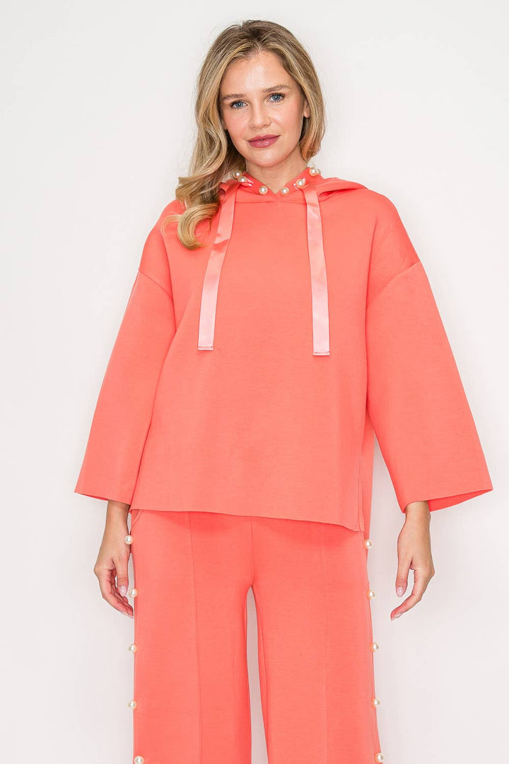 Francine Scuba Pearl Hoodie: White / M