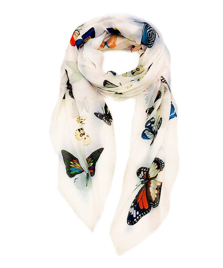 Multicolor Butterfly Scarf: Brown