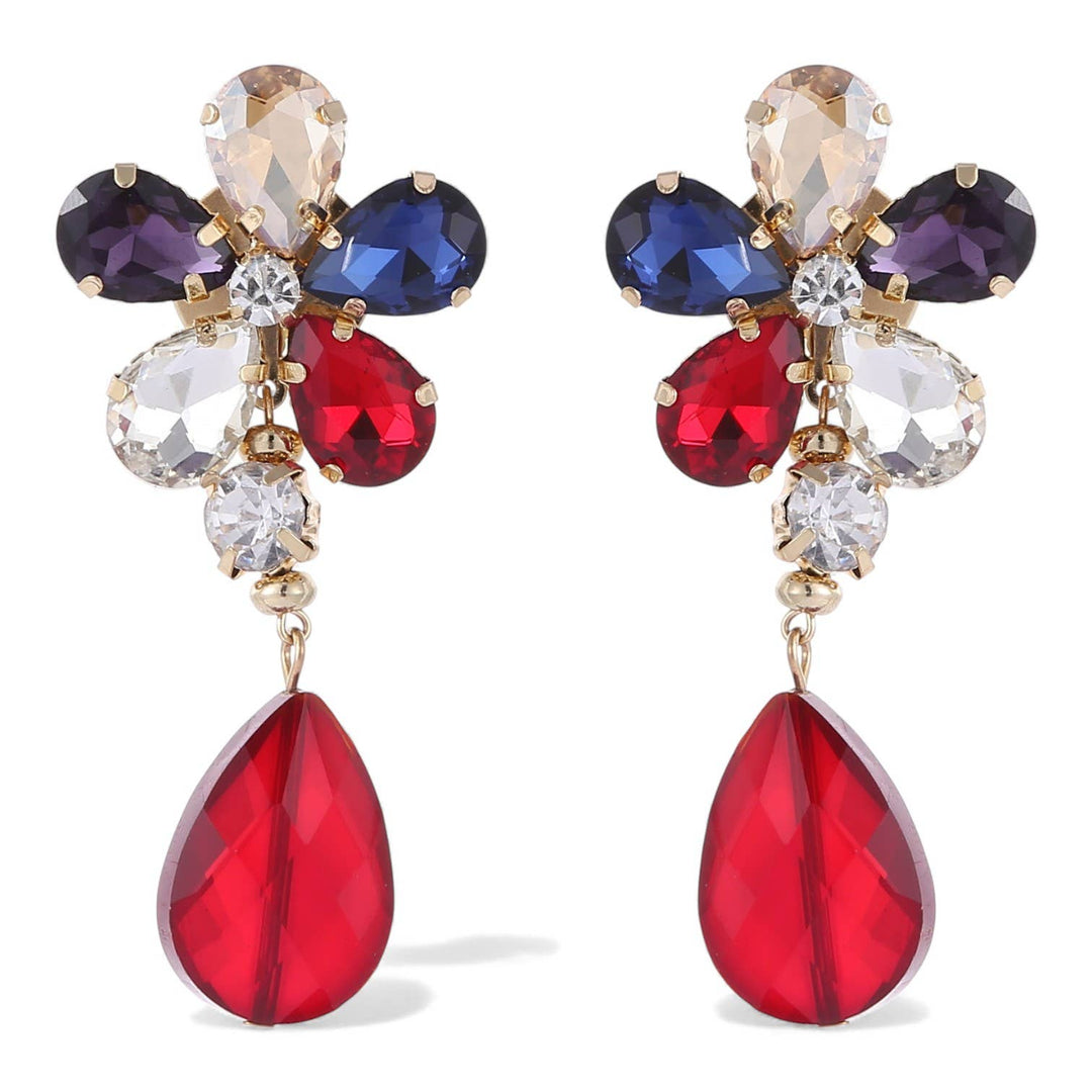 Bijoux Envie Statement Jewelry - Chunky Rainbow Flower Statement Earrings | Handmade Jewelry