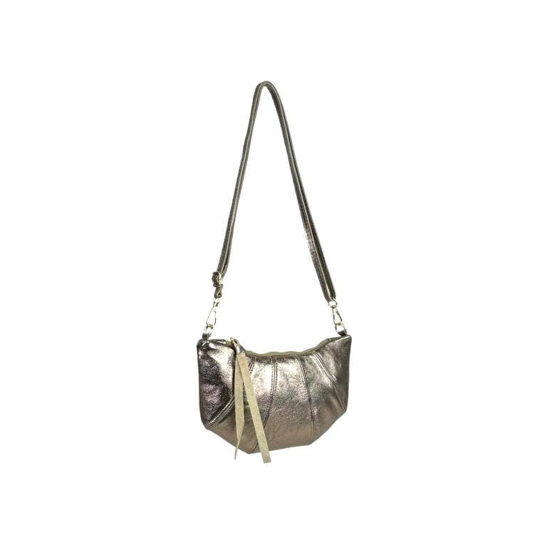 Leather Shoulder Bag with Half Moon and Shiny Design B2B: Bronze