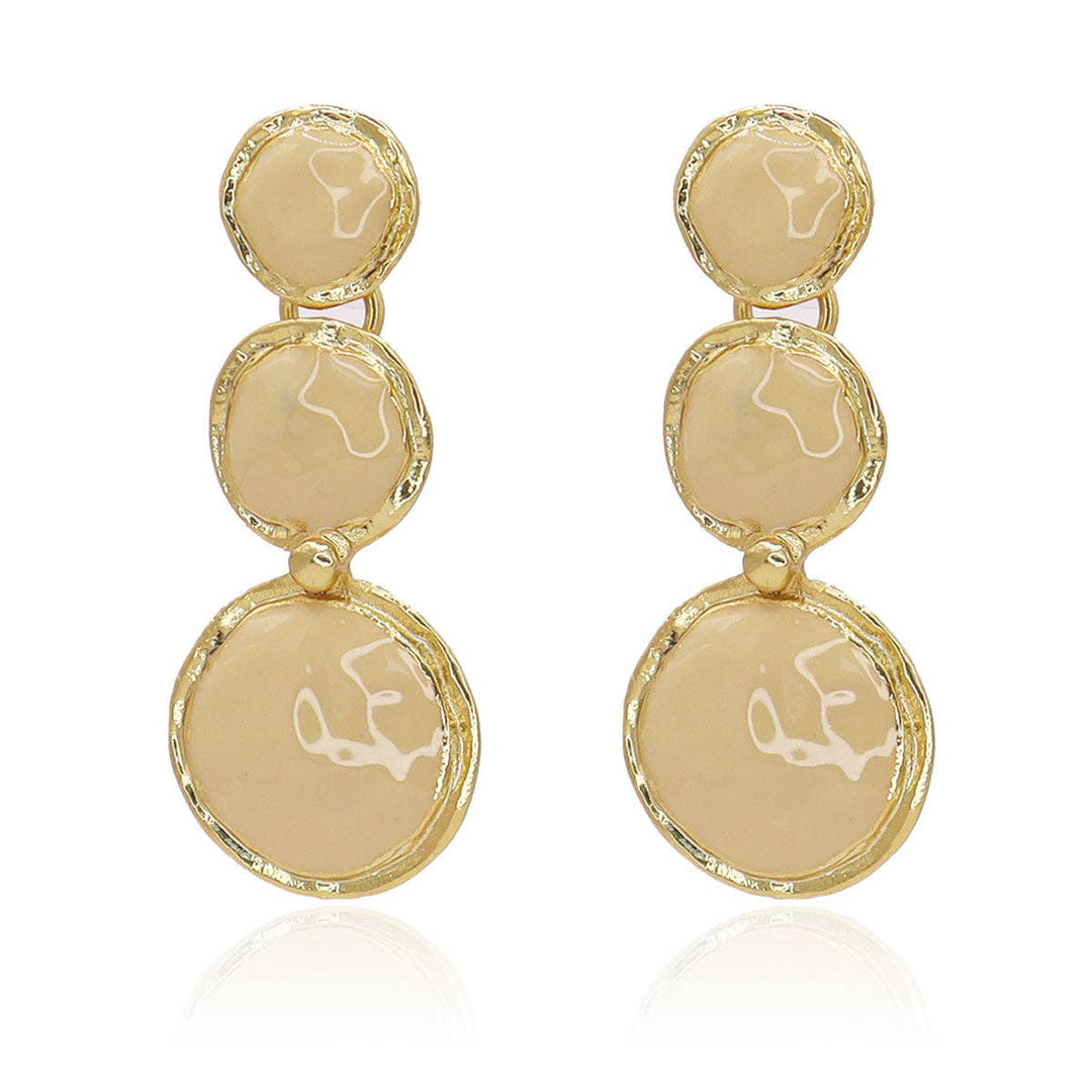 Beige enamel drop earrings : GOLD