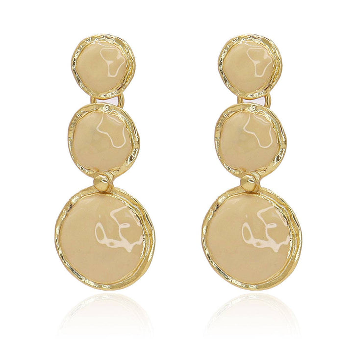 Beige enamel drop earrings : GOLD