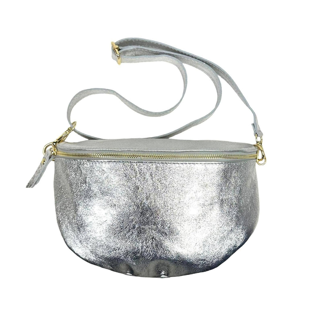 Metallic Italian Leather Waist Bag: Money