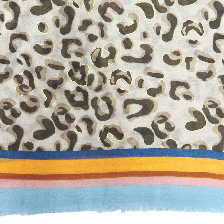 Leopard print with colourful border line: Blue
