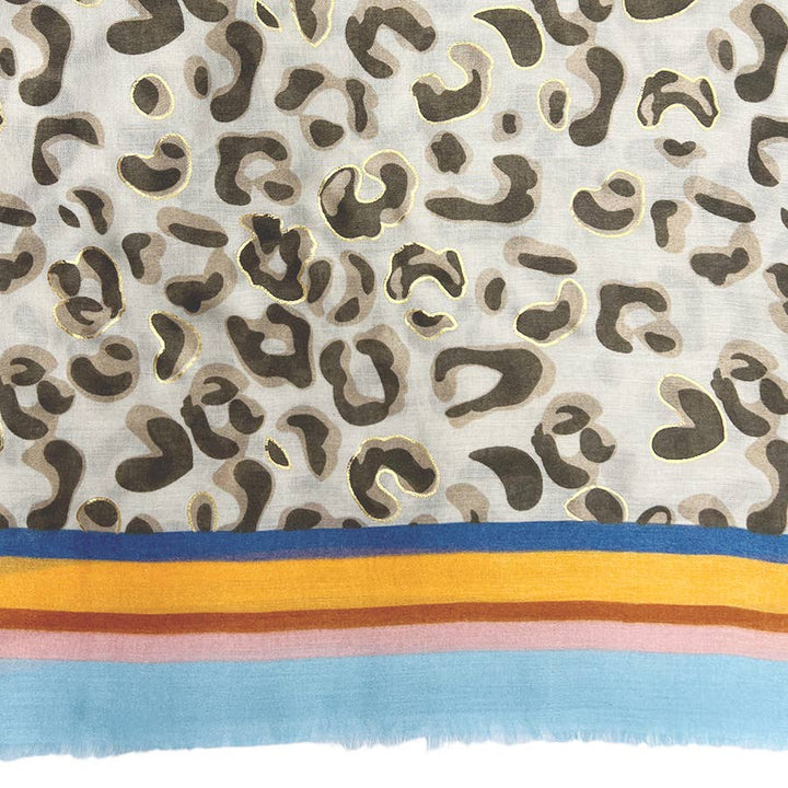 Leopard print with colourful border line: Blue