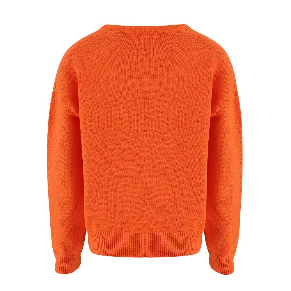 Daisy V-neck Cardigans: Orange / S