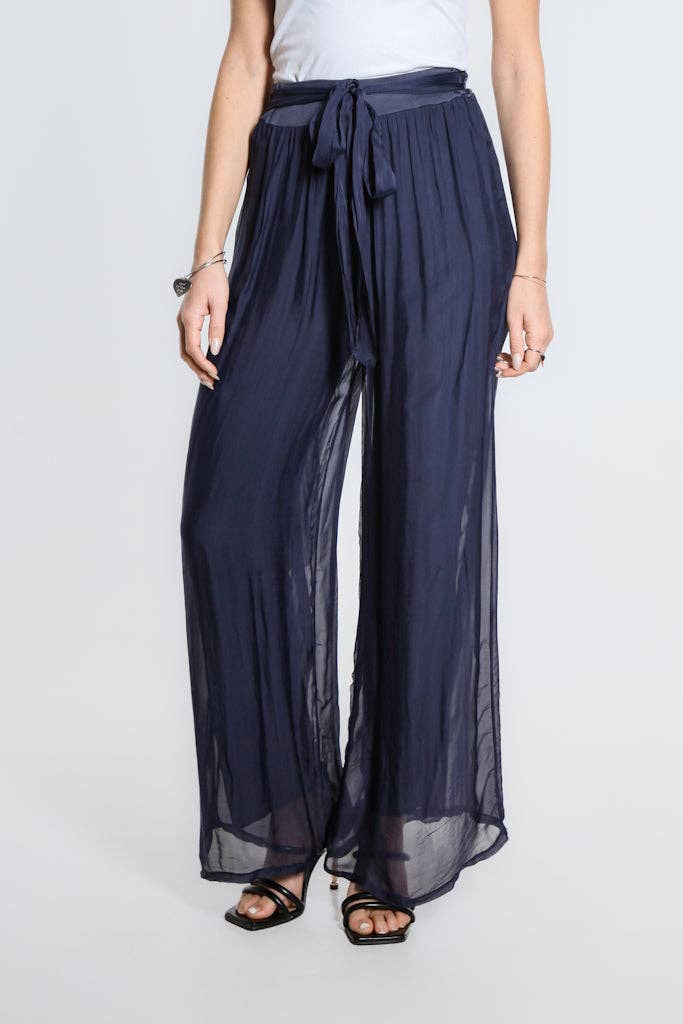 Wrap Front Silk Pant (PL214):Black