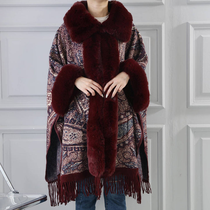 PEACH ACCESSORIES - PE361 Paisley print cape: Beige