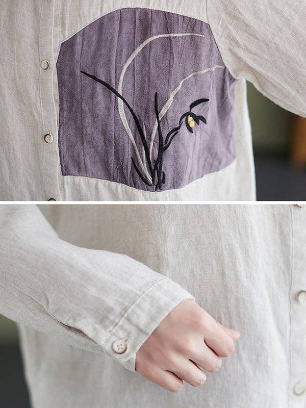 Embroidered  Tops: APRICOT / L