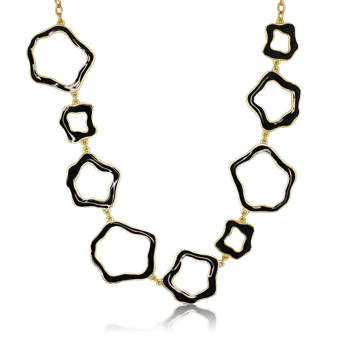 Flower Link Necklace: GOLD BLACK