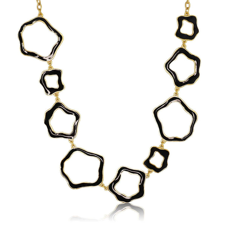 Flower Link Necklace: GOLD BLACK