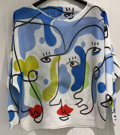Blue "PICASSO"  Print Sweater