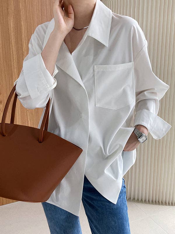 Buttoned Back Blouses: WHITE / M