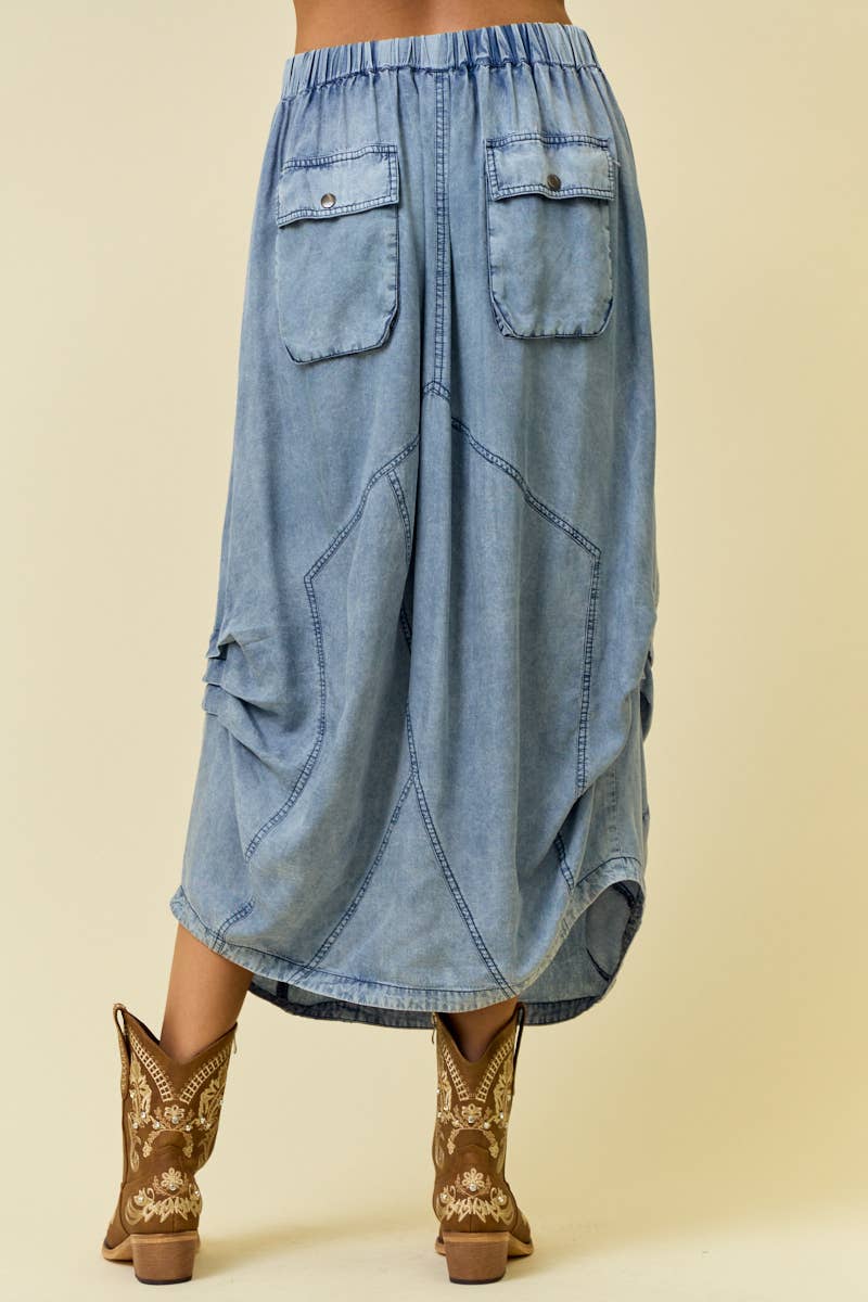 TENCEL SKIRT- 6557S-2: DENIM / S