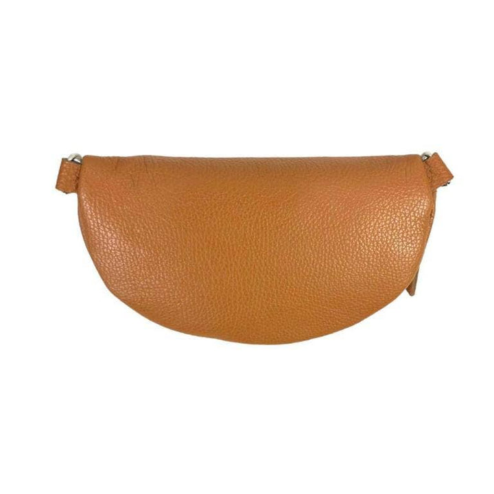 Italian Leather Waist Bag with Zipper: Taupe
