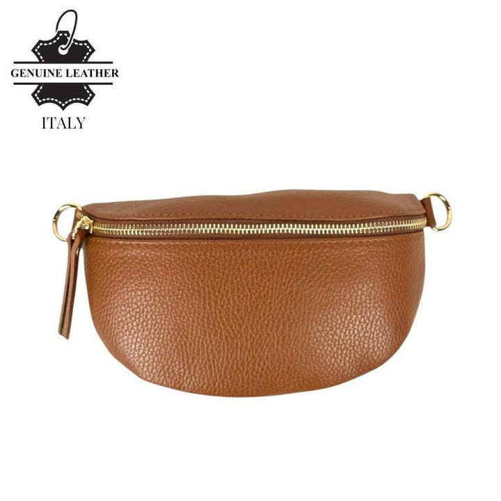 Italian Leather Waist Bag: Orange