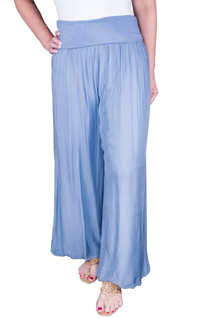 Foldover Waist Silk Pant (PL203):Espresso
