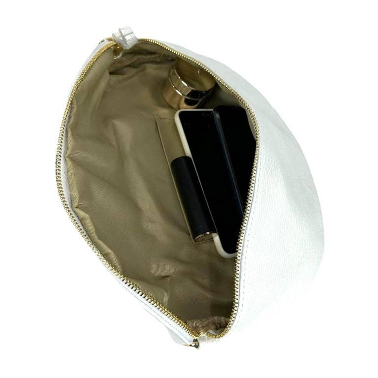 Large Italian Leather Waist Bag: Brown