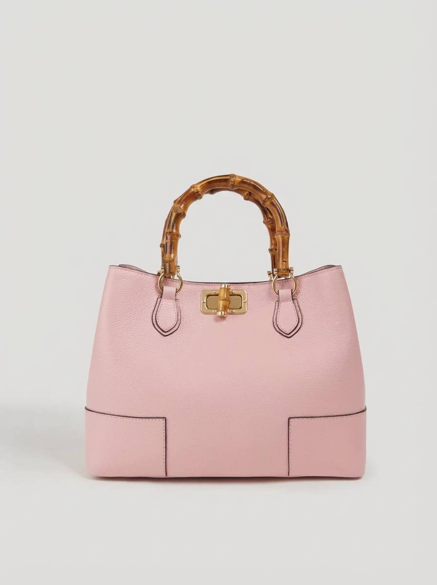Bamboo Bag in Leather – Made in Italy Nero