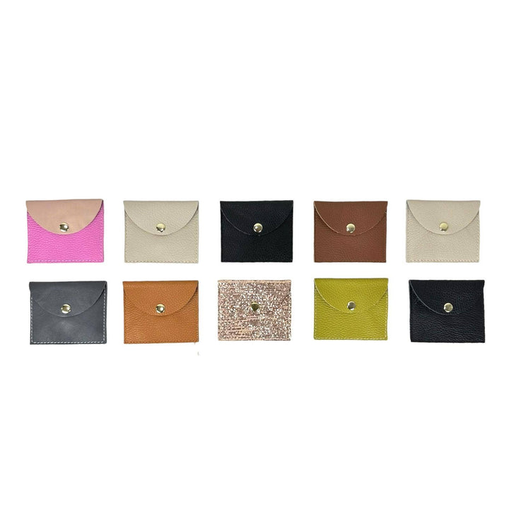 Compact Leather Wallet with Button Square