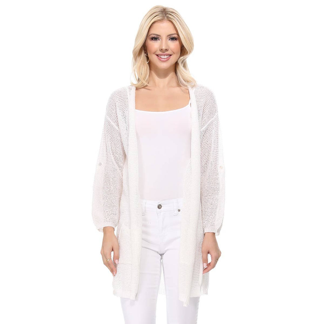 MESH Cardi with Pockets: IVORY / ML