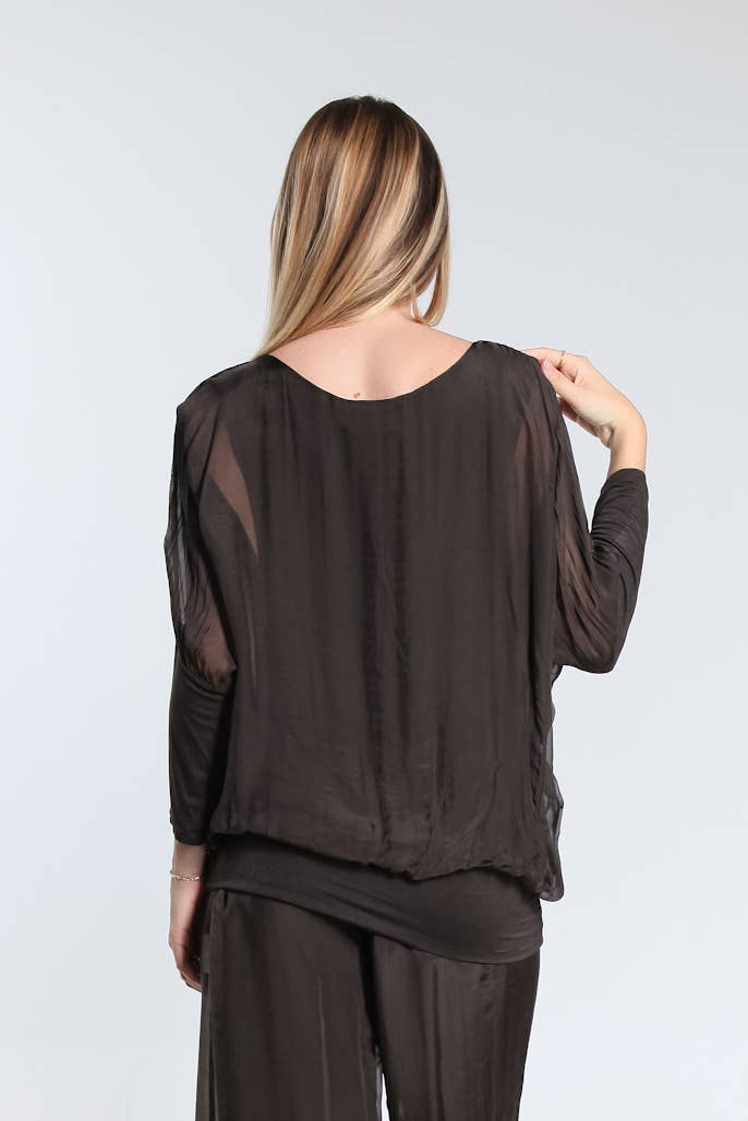 Silk Banded Blouse (BQ206):Army