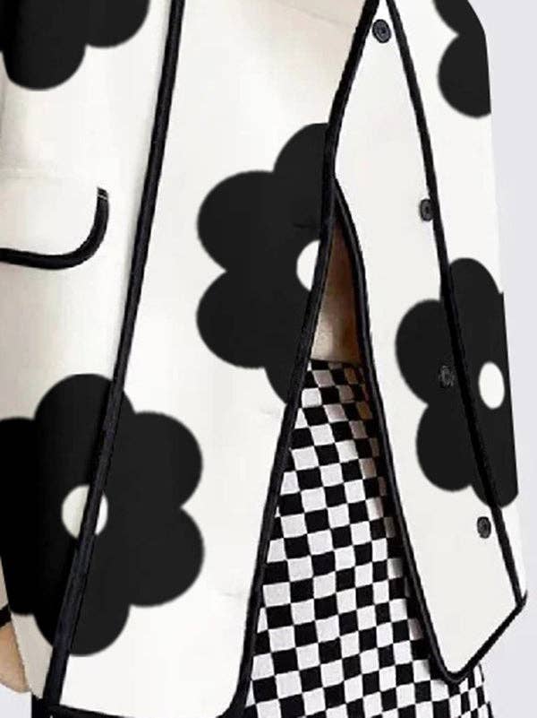 Color Flower Print Coat: B/W / M